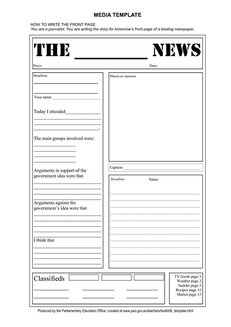 news report template for kids